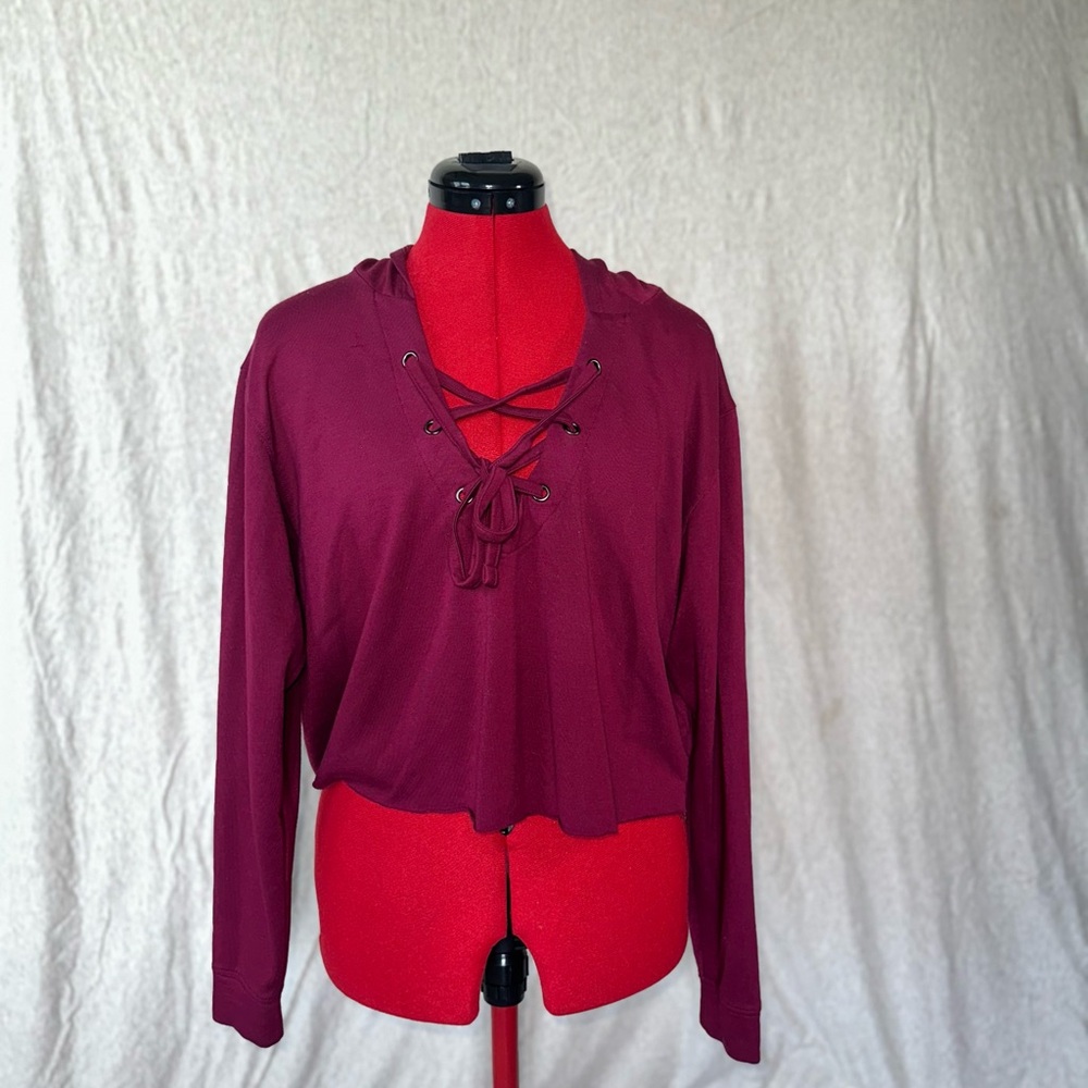 Express Burgundy Lace-Up Sweatshirt